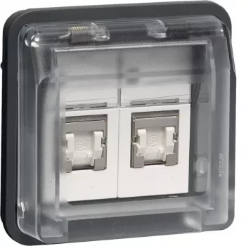 HAGER WNA227 insert de prise de données UAE, 8/8 broches blindé, Cat.6, W.1 IP55, gris