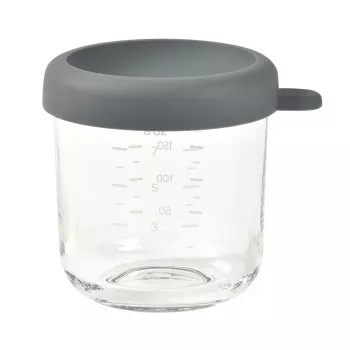 BEABA pot de conservation en verre avec couvercle hermétique 250 ml mineral