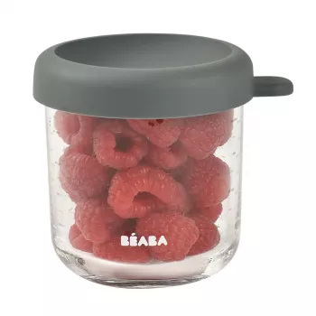 BEABA pot de conservation en verre avec couvercle hermétique 250 ml mineral