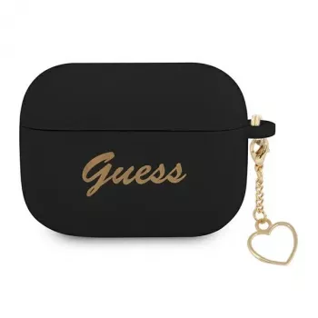GUESS GUAPLSCHSK coque AirPods Pro noire en silicone Charm Heart Collection