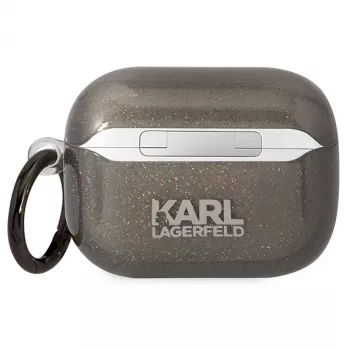 Coque de protection Glitter Karl & Choupette KLAPHNKCTGK Karl Lagerfeld pour Apple AirPods Pro (1re et 2e génération) - noire