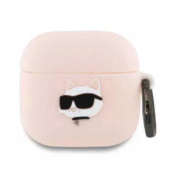 Karl Lagerfeld coque 3D tête de Choupette en silicone pour AirPods 4 - rose