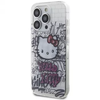Hello Kitty HKHCP14XHDGPHT coque rigide iPhone 14 Pro Max 6,7 inch blanche IML Kitty On Bricks Graffiti