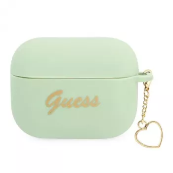 GUESS GUAPLSCHSN coque AirPods Pro verte en silicone Charm Heart Collection