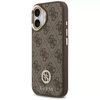 GUESS coque MagSafe 4G Strass Logo & Big Strap Metal Buttons pour iPhone 17 - marron