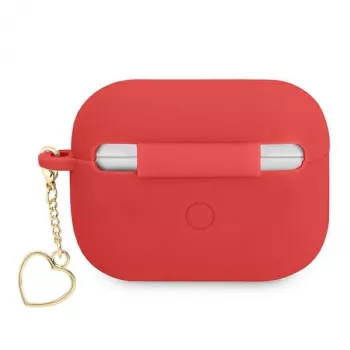 GUESS coque AirPods Pro rouge en silicone Charm Heart Collection