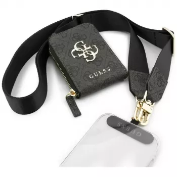 Petit sac porté croisé universel pour téléphone GUESS 4G Metal Logo, noir