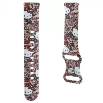 Hello Kitty bracelet de montre universel en silicone motif Graffiti Tags, rose, 20 mm