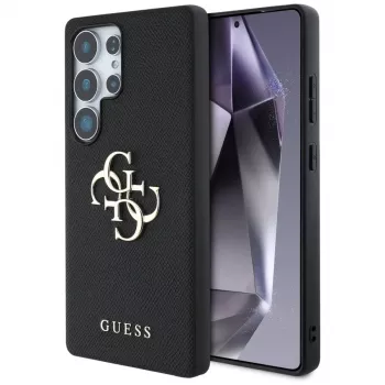 GUESS coque Grained Big 4G Logo Small Classic Logo pour Samsung Galaxy S25 Ultra - noire