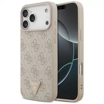 GUESS coque MagSafe en cuir 4G Triangle Strass pour iPhone 18 Pro Max / 17 Pro Max - rose