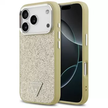 GUESS coque MagSafe Glitter Triangle Logo pour iPhone 17 Pro - or