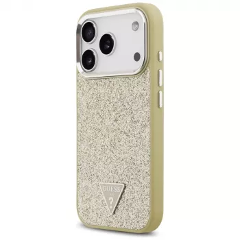 GUESS coque MagSafe Glitter Triangle Logo pour iPhone 17 Pro - or