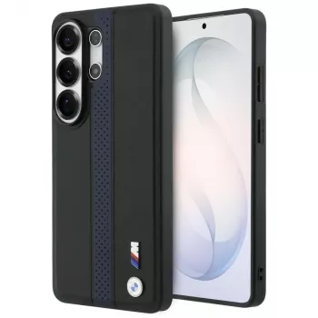 BMW coque MagSafe Perforated Stripe Logo pour Samsung Galaxy S26 Ultra - bleue
