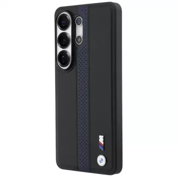 BMW coque MagSafe Perforated Stripe Logo pour Samsung Galaxy S26 Ultra - bleue