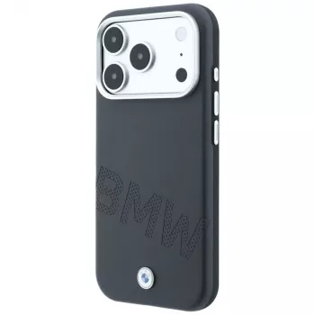 Coque BMW Sign Inclined Deboss Letters MagSafe pour iPhone 18 Pro / 17 Pro - Gris
