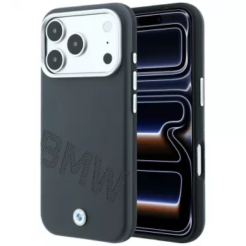 Coque BMW Sign Inclined Deboss Letters MagSafe pour iPhone 18 Pro Max / 17 Pro Max - Gris