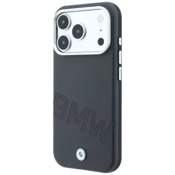 Coque BMW Sign Inclined Deboss Letters MagSafe pour iPhone 18 Pro Max / 17 Pro Max - Gris