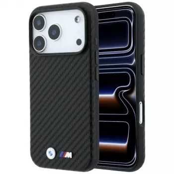 Coque BMW M Carbon Metal Logo MagSafe pour iPhone 18 Pro Max / 17 Pro Max - Noir