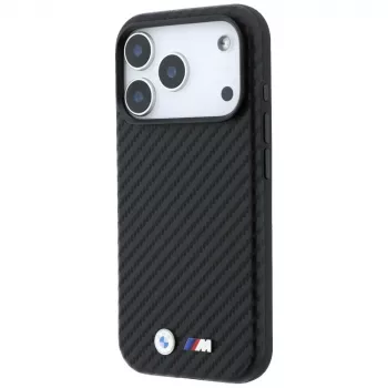 Coque BMW M Carbon Metal Logo MagSafe pour iPhone 18 Pro Max / 17 Pro Max - Noir