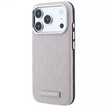 Coque Karl Lagerfeld Grained Mono Resin Logo MagSafe pour iPhone 18 Pro Max / 17 Pro Max - Rose