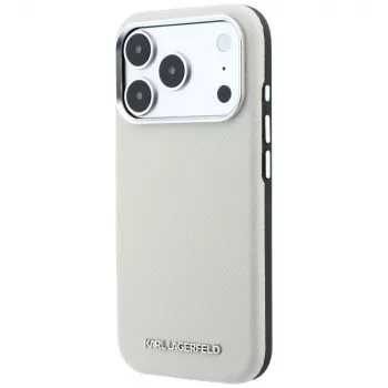 Coque Karl Lagerfeld Grained Elongated Logo MagSafe pour iPhone 18 Pro / 17 Pro - Beige