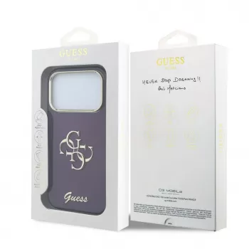 Coque GUESS 4G Script Metal arrière pour Apple iPhone 18 Pro / 17 Pro - Bordeaux