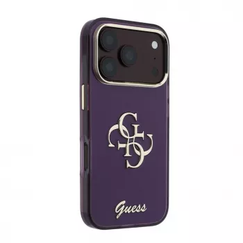 Coque GUESS 4G Script Metal arrière pour Apple iPhone 18 Pro / 17 Pro - Bordeaux
