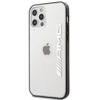Coque rigide transparente AMG AMHCP12LAESLBK pour iPhone 12 Pro Max avec cadre noir peint métallisé