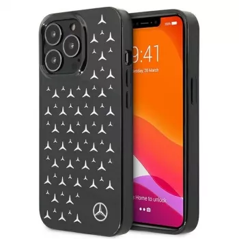 Mercedes-Benz MEHCP13LESPBK coque rigide pour iPhone 13 Pro/13 6,1 pouces - motif étoiles argentées noir