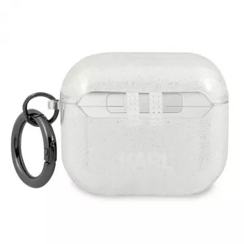 Coque Karl Lagerfeld KLA3UKHGS pour AirPods 3 Argent Glitter Karl's Head