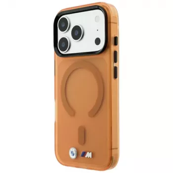 Coque MagSafe IML Frosted Metal Logo & Trims BMW M pour iPhone 18 Pro / 17 Pro - orange
