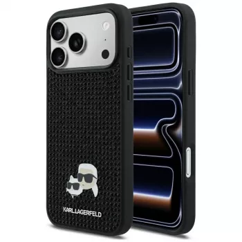 Coque Karl Lagerfeld Rhinestones Karl & Choupette Pin pour iPhone 17 Pro Max - Noir