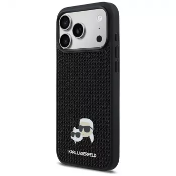 Coque Karl Lagerfeld Rhinestones Karl & Choupette Pin pour iPhone 17 Pro Max - Noir