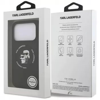 Coque MagSafe Karl Lagerfeld Silicone Karl & Choupette Ring pour iPhone 17 Pro Max - Noir