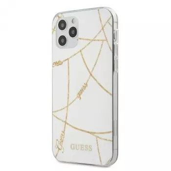 Coque rigide Gold Chain Collection GUESS pour Apple iPhone 12 Pro Max - blanche