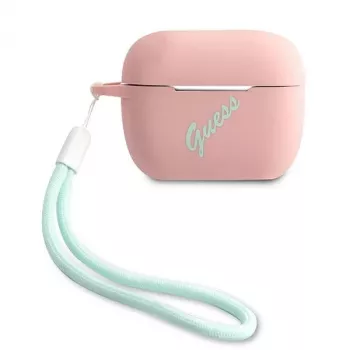 Coque silicone pour AirPods Pro GUACAPLSVSPG GUESS Vintage Pink verte