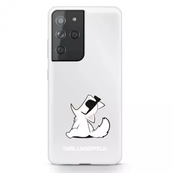 Coque rigide transparente Karl Lagerfeld KLHCS21LCFNRC pour Galaxy S21 Ultra avec design Choupette Fun