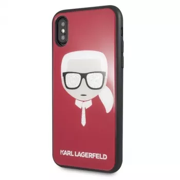 Coque Karl Lagerfeld KLHCPXDLHRE iPhone X/Xs Iconic Glitter Karl's Head Rouge