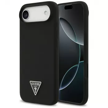 Coque MagSafe GUESS Silicone Triangle Logo pour iPhone Air, noir