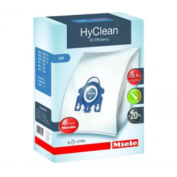 Miele GN HyClean Pure pack de sacs d'aspirateur, 4 sacs + 2 filtres, filtration 99,9 %, pour S4000/S5000/S6000/S8000/C1/C2/C3