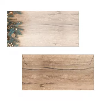 Enveloppes de Noël SIGEL DU664 Golden Greens DIN long sans fenêtre, lot de 25