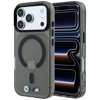 Coque MagSafe BMW M IML Glossy Metal Logo & Trims pour iPhone 18 Pro / 17 Pro - noire