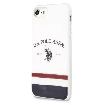 U.S. POLO ASSN. USHCI8PCSTRB iPhone 7/8/SE 2020/SE 2022 Case White Tricolor Pattern Collection