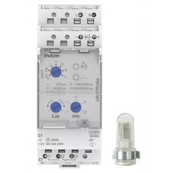 THEBEN LUNA 110 plus AL Interrupteur crépusculaire avec capteur de lumière en saillie, 2-50000 lx, temporisation 0-20 min, 1 contact inverseur