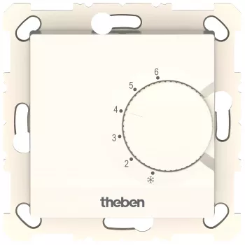 Thermostat d'ambiance électronique encastré THEBEN RAMSES 741 S, bouton rotatif, 230 V, 10 A, blanc pur