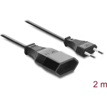 Câble de rallonge Delock fiche Euro CEE 7/16 mâle vers femelle 2 x 0,75 mm², 2 m, noir