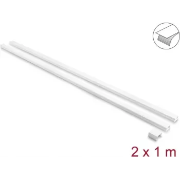 Goulotte de câble autocollante Delock avec couvercle coulissant 24 x 14 mm incl. connecteur - longueur 1 m, pack de 2, blanche