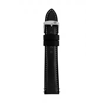 Bracelet de montre Zeppelin en cuir véritable noir 20 mm