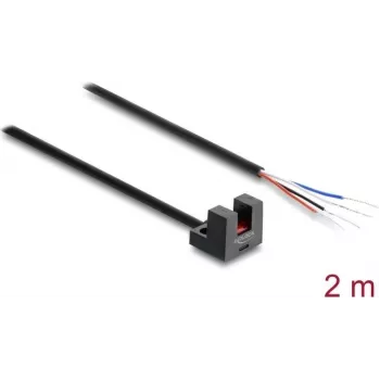 Barrière lumineuse à fourche Delock 5 mm type L avec 4 extrémités de câble ouvertes NPN L/D sélectionnable 2 m