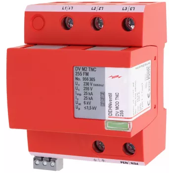 DEHN DEHNventil M2 TNC 255 FM parafoudre combiné type 1+2+3, 3 pôles, 255 V AC, rail DIN 35 mm